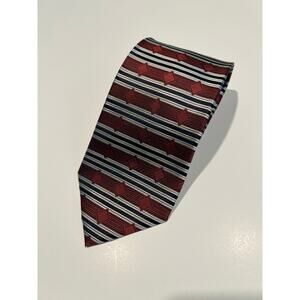The Art Institue of Chicago Men's Silk Necktie Red Black Stripes Geometric JL